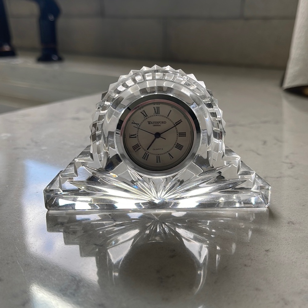 Waterford Crystal Small Paperweight Clock **Needs new battery***